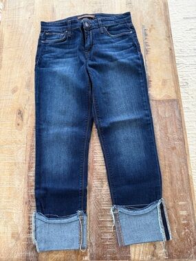 Joe's Jeans Dark Indigo Cropped Ankle Jeans with Rolled Cuffs size 27.